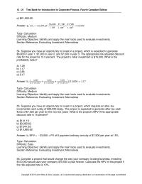 Finance Chapter 13 Type Calculation Difficulty Easy Learning Objective Identify