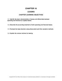 Finance Chapter 16 Leases 17 Leasing And Its Respective Effects