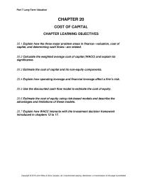 Finance Chapter 20 Cost Capital 17 Firm Has Million Shares Outstanding