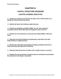 Finance Chapter 21 The only Way The Value The Firm Can