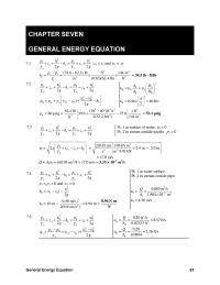 Chapter 7 Homework General Energy Equation