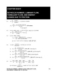 Chapter 8 Homework Losses Due Friction 117 118 Reynolds