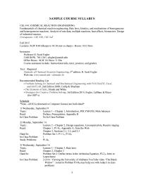 Chemical Engineering Sample Course Syllabus This topic is a major goal of this course