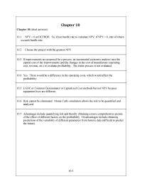 Chemical Engineering Chapter 10 If improvements are proposed for a process