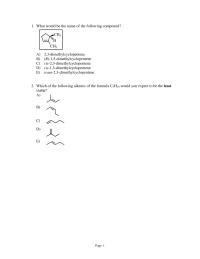 Chemistry Chapter 11 Which of the following alkenes of the formula C5H10 would