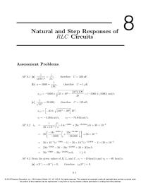 Electrical Engineering Chapter 8 Homework Natural and Step Responses of RLC Circuits