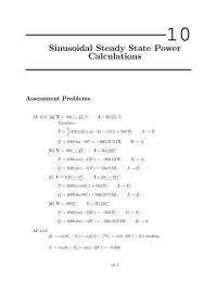 Electrical Engineering Chapter 10 Homework&nbsp;Sinusoidal Steady State Power Calculations