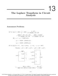 Electrical Engineering Chapter 13 Homework The Laplace Transform Circuit Analysis Assessment Problems