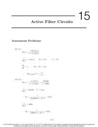 Electrical Engineering Chapter 15 Homework Active Filter Circuits Assessment Problems 151 Hs