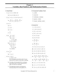 Elementary Education Chapter 1 Variables Real Numbers And Mathematical Models