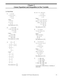 Elementary Education Chapter 2 Linear Equations and Inequalities in One Variable