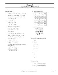 Elementary Education Chapter 5 Exponents And Polynomials Make Table Values