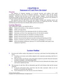 Chapter 21 Inflows Operating Activities Investing Activities Financing Activities