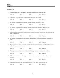 Economics Chapter 13 If government purchases are constant, then an increase