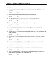 Management Chapter 5 An efficient market requires a large number of profit
