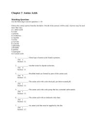 Biology & Life Sciences Chapter 3 Amino Acids Matching Questions Use The