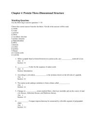 Biology & Life Sciences Chapter 4 Protein Three dimensional Structure Matching Questions&nbsp;