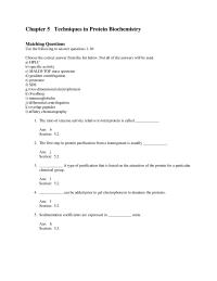 Biology & Life Sciences Chapter 5 Techniques Protein Biochemistry Matching Questions Use
