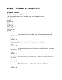 Biology & Life Sciences Chapter 9 Hemoglobin Allosteric Protein Matching Questions Use