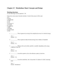 Biology & Life Sciences Chapter 15 Metabolism Basic Concepts And Design Matching