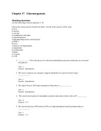 Biology & Life Sciences Chapter 17 Gluconeogenesis Matching Questions Use The&nbsp;