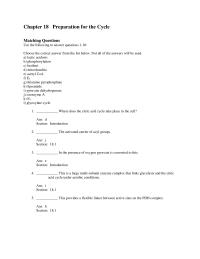 Biology & Life Sciences Chapter 18 Preparation For The Cycle Matching Questions