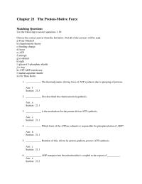 Biology & Life Sciences Chapter 21 The Protonmotive Force Matching Questions Use