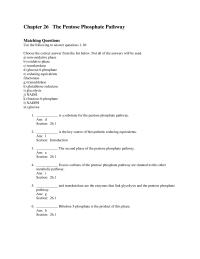Biology & Life Sciences Chapter 26 The Pentose Phosphate Pathway Matching Questions