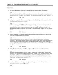 Marketing Chapter 10 The initial International Product Life Cycle addressed