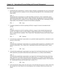 Marketing Chapter 15 International sales representatives’ expertise