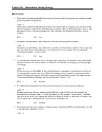 Marketing Chapter 16 The location of production facilities determines the extent