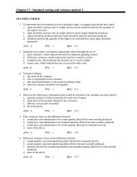 Accounting Chapter 17 April The Actual Quantity Materials Used Must