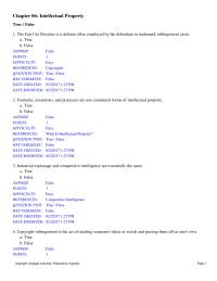 Business Ethics Chapter 6 The main body of law that governs patents