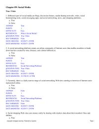 Business Ethics Chapter 9 An advantage social network advertising has over more