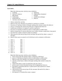 Veterinary Medicine Chapter 39 manner that relates to what an animal does