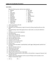 Veterinary Medicine Chapter 44 Examination Procedures Matching Match The