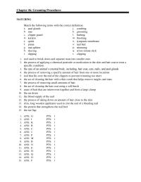 Veterinary Medicine Chapter 46 Grooming Procedures Matching Match The