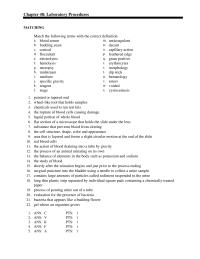 Veterinary Medicine Chapter 48 Laboratory Procedures Matching Match The