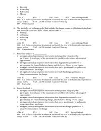 Management Chapter 6 Which of the following forms of organizational development