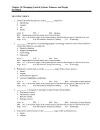 Management Chapter 14 Control describes the process used to