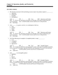 Management Chapter 15 The function concerned with transforming resource