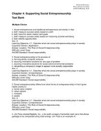 Entrepreneurship Chapter 04 Social entrepreneurs and traditional entrepreneurs are