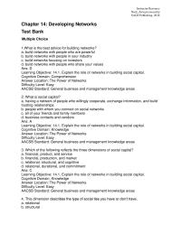 Entrepreneurship Chapter 14 What is the best advice for building networks