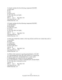 Chemical Engineering Chapter 19 Lipids include all of the following compounds