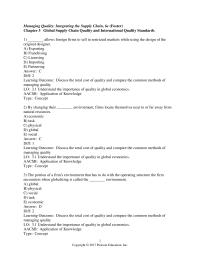 Management Chapter 3 Understand the importance of quality in global
