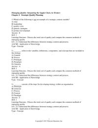 Management Chapter 4 Examples of key content variables in the context of quality