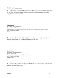 History Chapter 16 The Beginning The Civil War Learning Objective