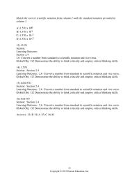 Chemistry Chapter 2 Match The Correct Scientific Notation From Column