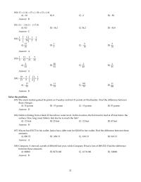 Mathematics Chapter 1 The stock market gained 36 points on Tuesday and lost