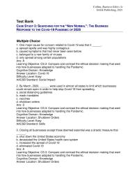 Business Ethics Chapter 3 One major cause for concern related to Covid-19